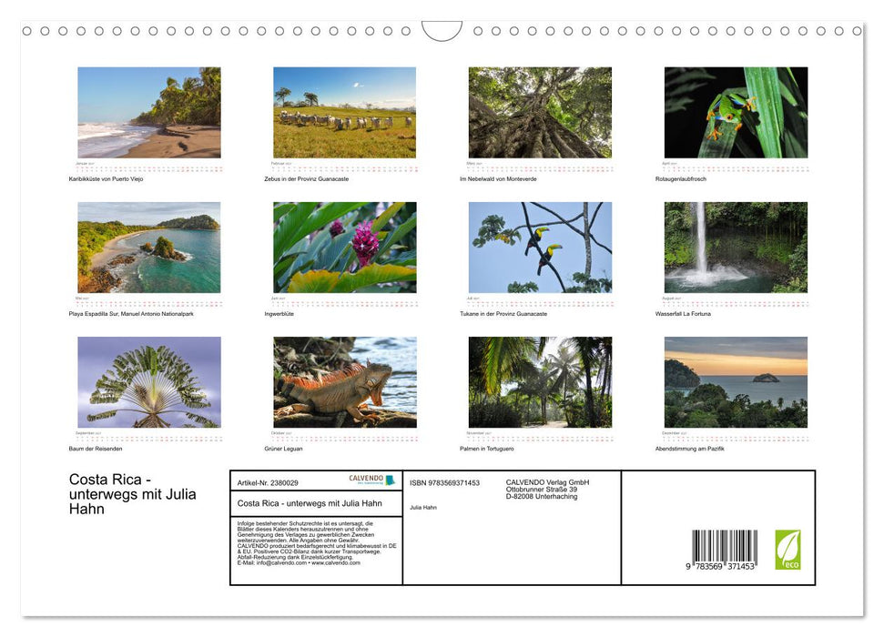 Costa Rica - unterwegs mit Julia Hahn (CALVENDO Wandkalender 2027)