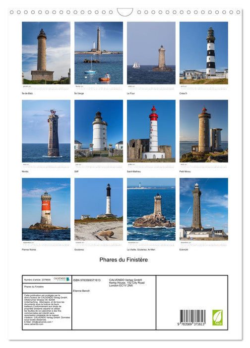 Phares du Finistère (CALVENDO Calendrier mensuel 2027)
