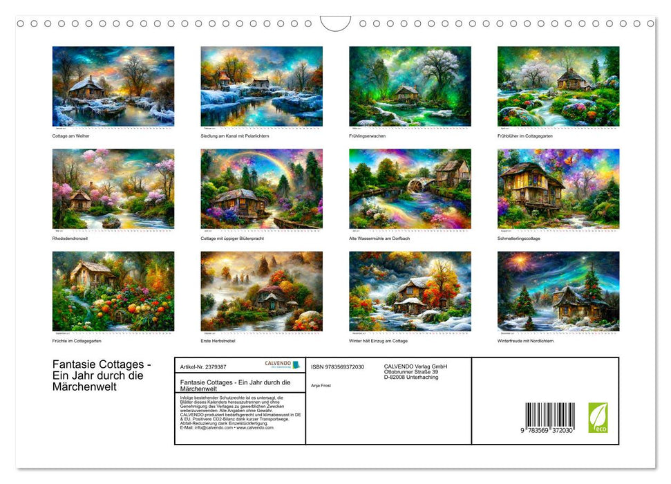Fantasie Cottages - Ein Jahr durch die Märchenwelt (CALVENDO Wandkalender 2027)