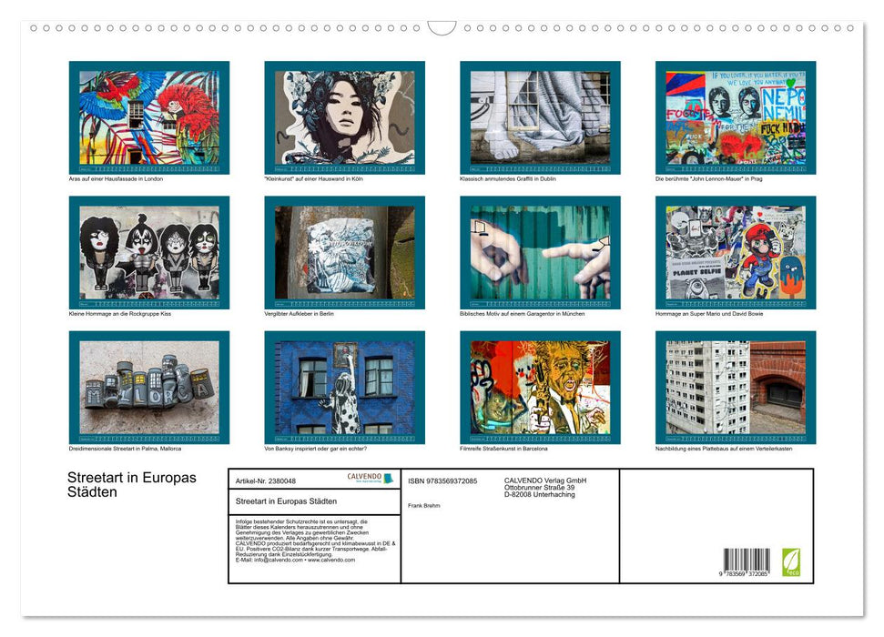 Streetart in Europas Städten (CALVENDO Wandkalender 2027)