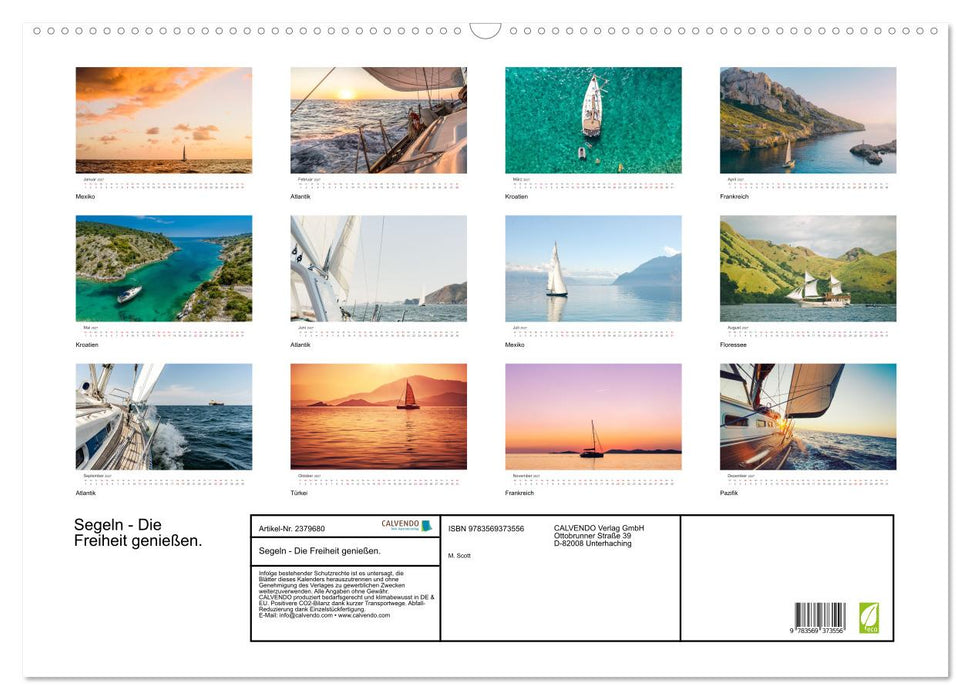 Segeln - Die Freiheit genießen. (CALVENDO Wandkalender 2027)