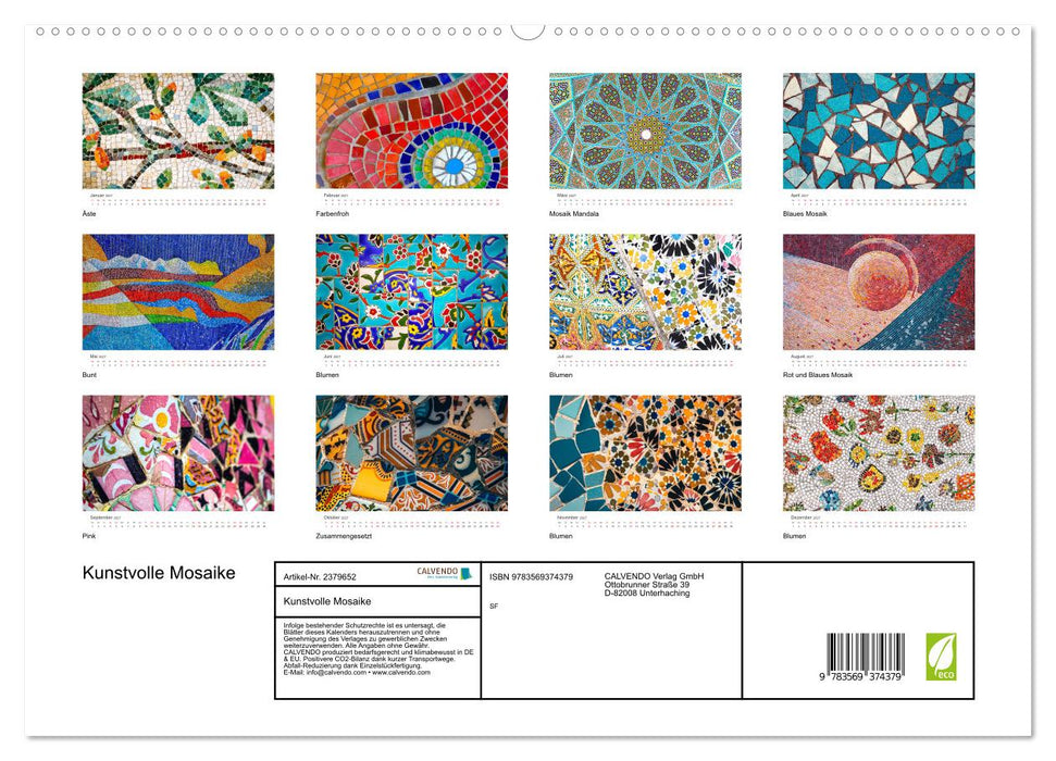 Kunstvolle Mosaike (CALVENDO Premium Wandkalender 2027)