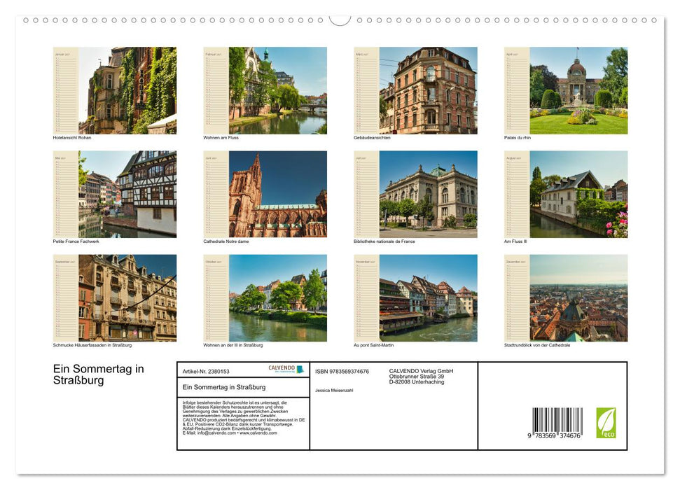 Ein Sommertag in Straßburg (CALVENDO Premium Wandkalender 2027)
