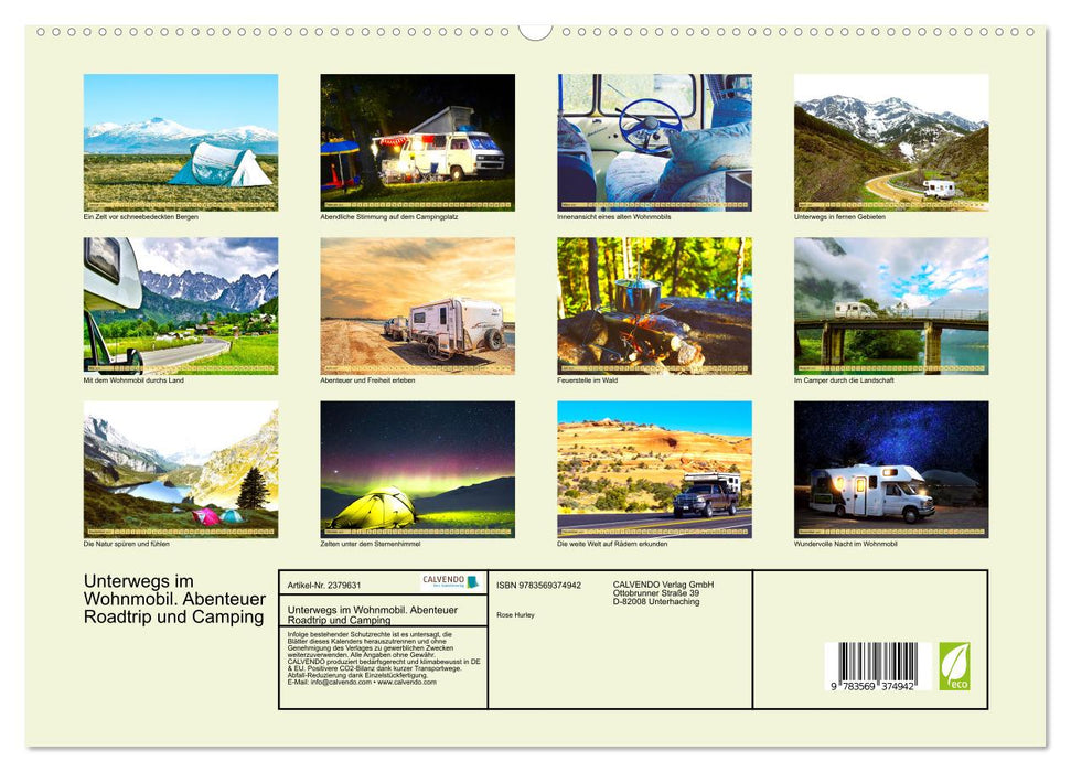 Unterwegs im Wohnmobil. Abenteuer Roadtrip und Camping (CALVENDO Premium Wandkalender 2027)