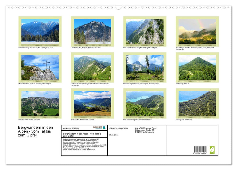 Bergwandern in den Alpen - vom Tal bis zum Gipfel (CALVENDO Wandkalender 2027)