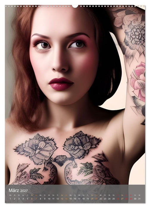 Digitale Tattoo-Schönheiten - Computerträume aus der KI (CALVENDO Premium Wandkalender 2027)
