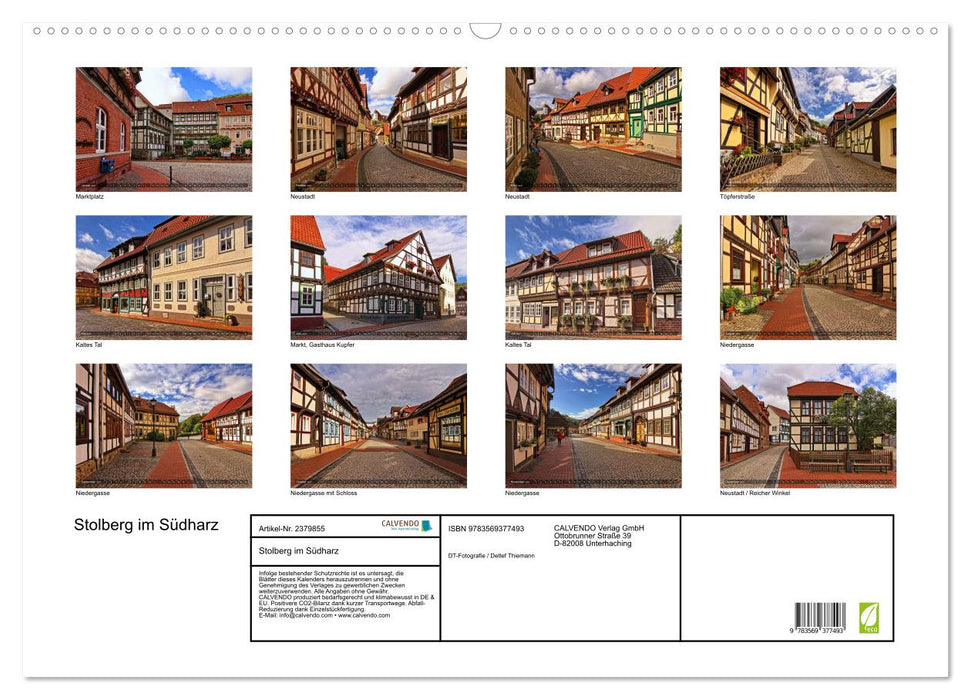 Stolberg im Südharz (CALVENDO Wandkalender 2027)