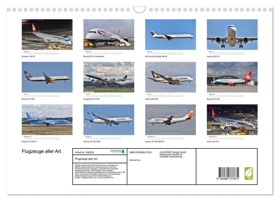 Flugzeuge aller Art (CALVENDO Wandkalender 2027)