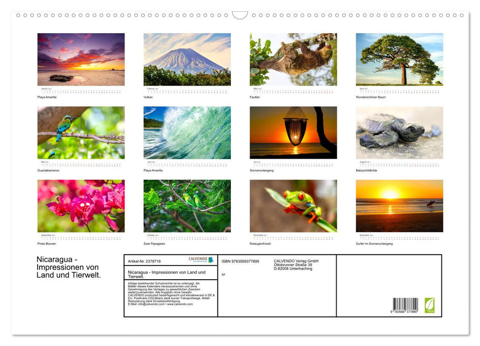 Nicaragua - Impressionen von Land und Tierwelt. (CALVENDO Wandkalender 2027)