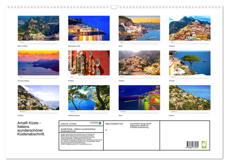 Amalfi Küste - Italiens wunderschöner Küstenabschnitt. (CALVENDO Wandkalender 2027)