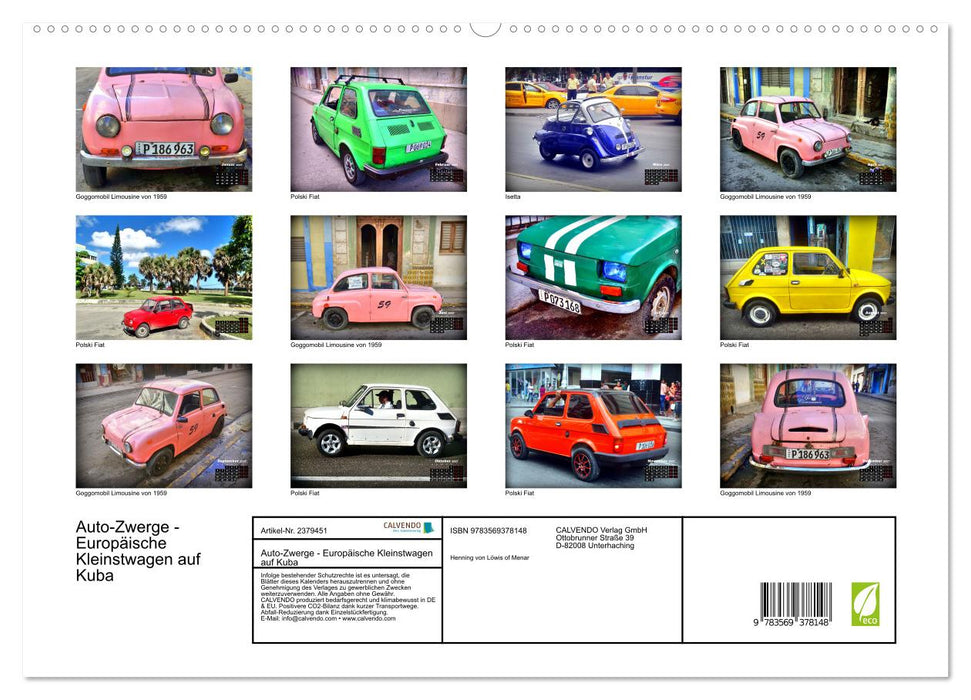 Auto-Zwerge - Europäische Kleinstwagen auf Kuba (CALVENDO Premium Wandkalender 2027)