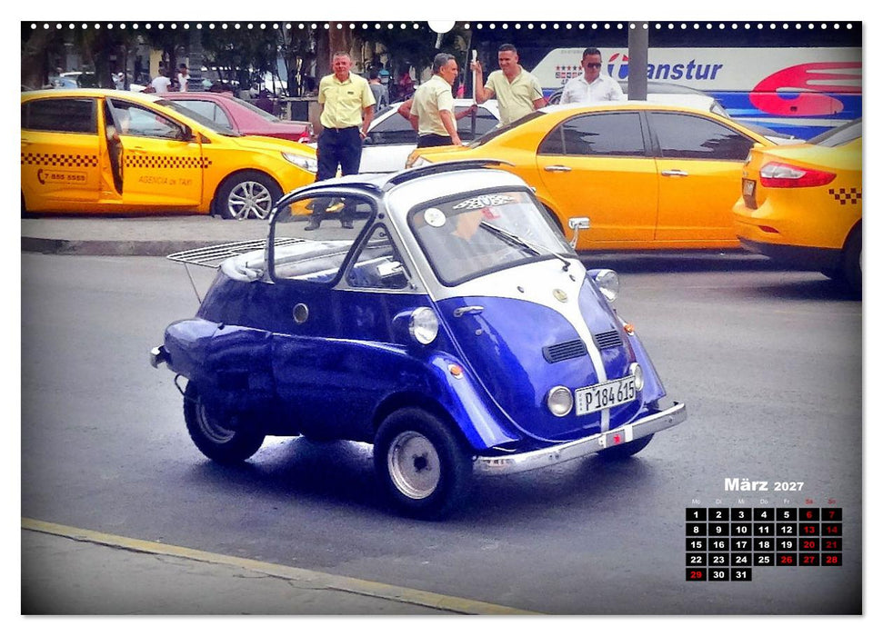 Auto-Zwerge - Europäische Kleinstwagen auf Kuba (CALVENDO Premium Wandkalender 2027)