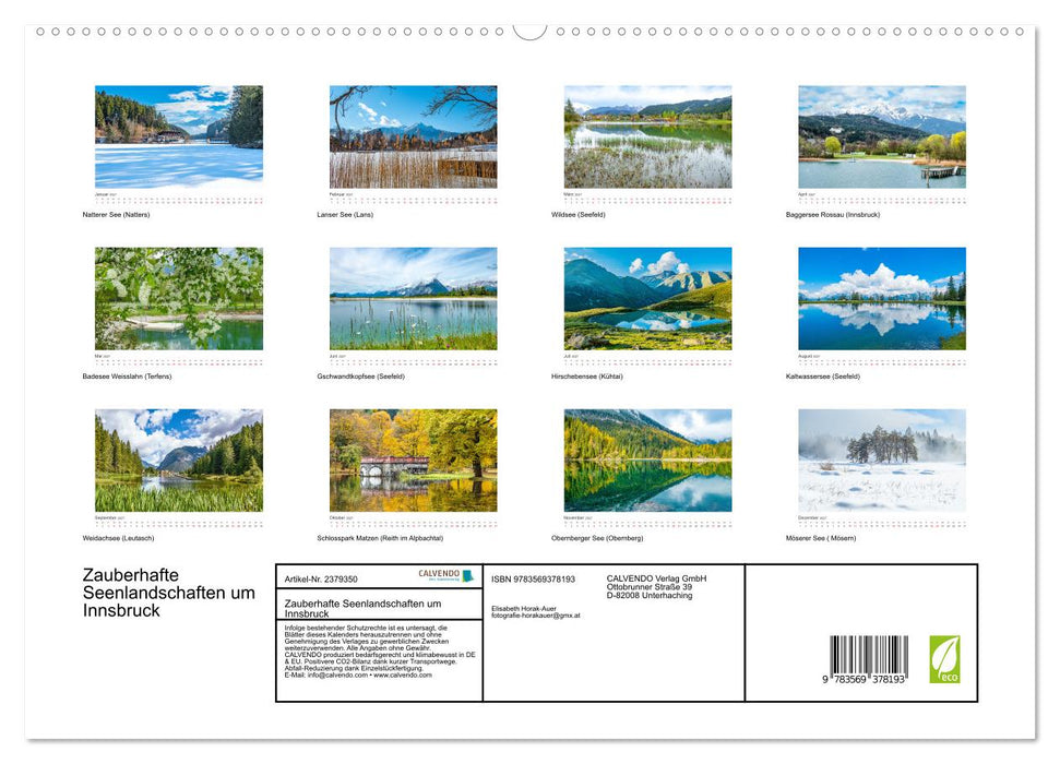 Zauberhafte Seenlandschaften um Innsbruck (CALVENDO Premium Wandkalender 2027)
