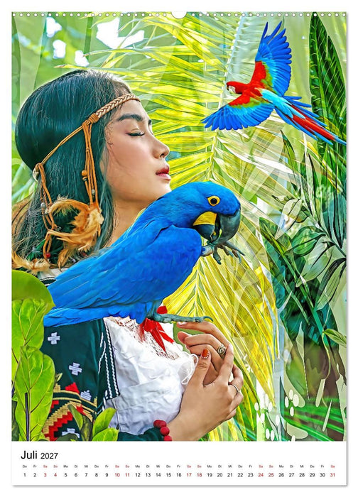 Models und Papageien - Artwork (CALVENDO Premium Wandkalender 2027)