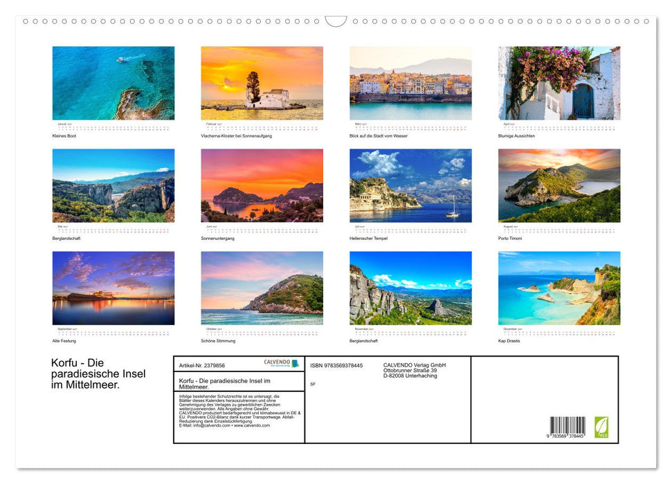 Korfu - Die paradiesische Insel im Mittelmeer. (CALVENDO Wandkalender 2027)
