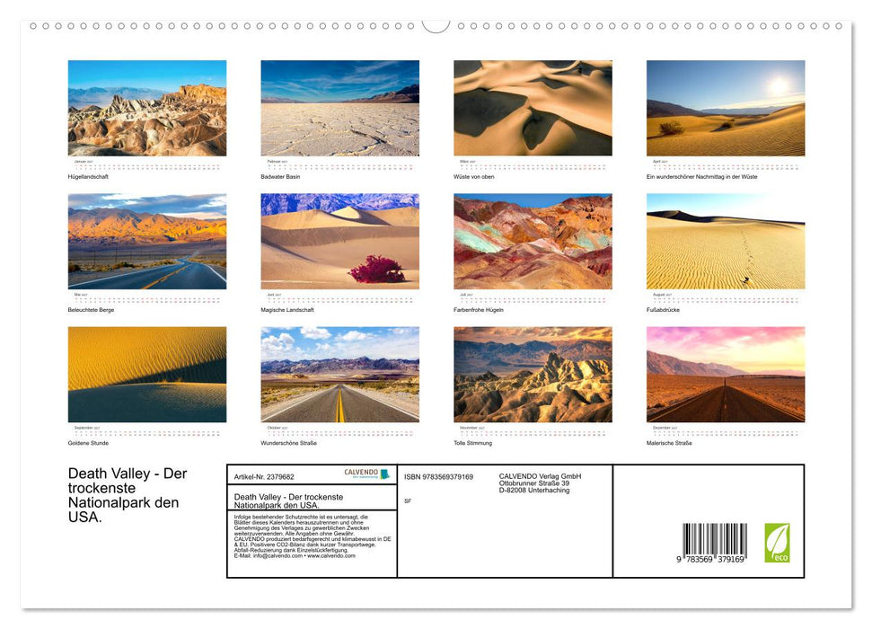Death Valley - Der trockenste Nationalpark den USA. (CALVENDO Premium Wandkalender 2027)