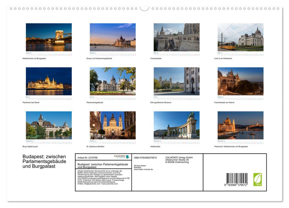 Budapest: zwischen Parlamentsgebäude und Burgpalast (CALVENDO Premium Wandkalender 2027)