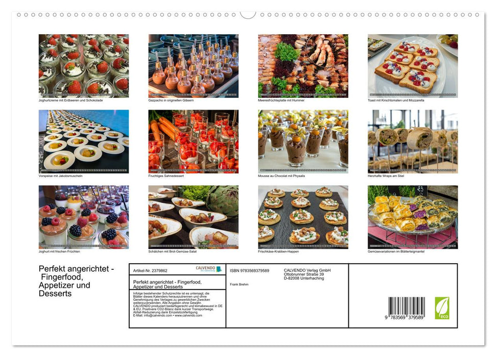 Perfekt angerichtet - Fingerfood, Appetizer und Desserts (CALVENDO Premium Wandkalender 2027)