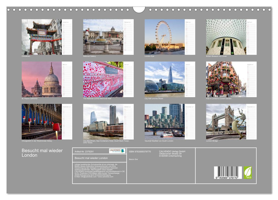 Besucht mal wieder London (CALVENDO Wandkalender 2027)
