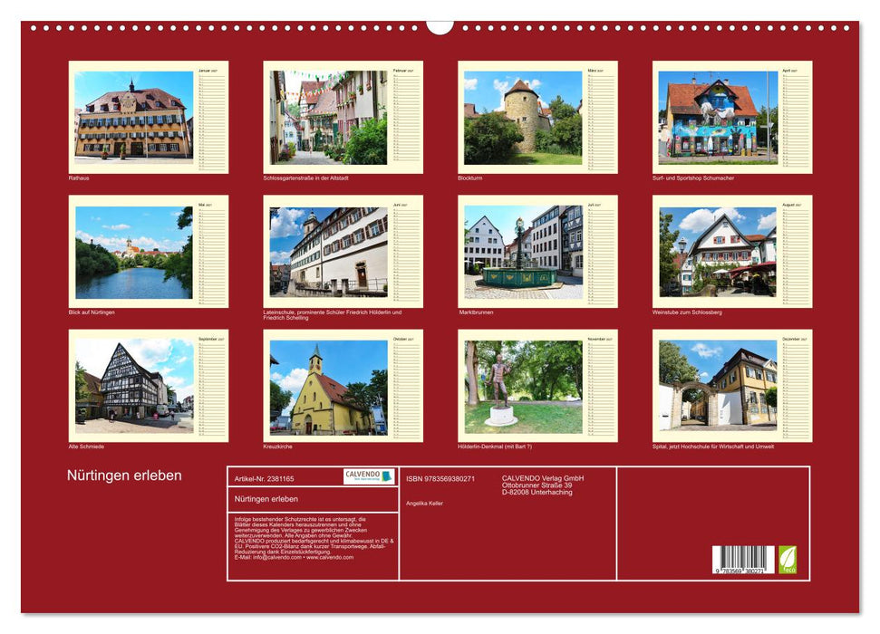 Nürtingen erleben (CALVENDO Wandkalender 2027)