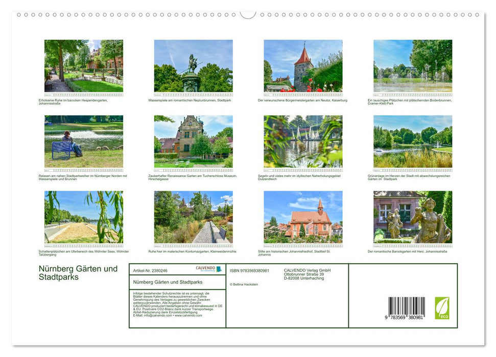 Nürnberg Gärten und Stadtparks (CALVENDO Premium Wandkalender 2027)