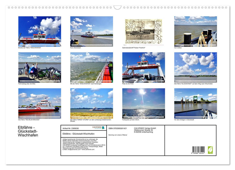 Elbfähre - Glückstadt-Wischhafen (CALVENDO Wandkalender 2027)