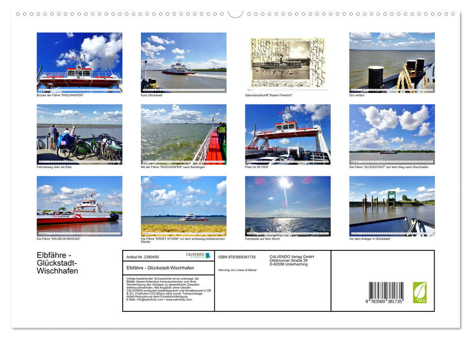Elbfähre - Glückstadt-Wischhafen (CALVENDO Premium Wandkalender 2027)