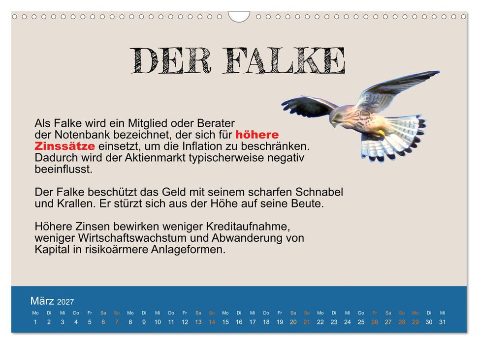 Tiere in der Finanzwelt 2027 (CALVENDO Wandkalender 2027)