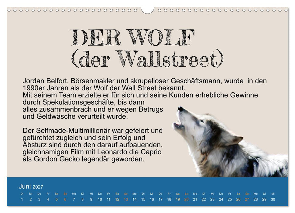 Tiere in der Finanzwelt 2027 (CALVENDO Wandkalender 2027)