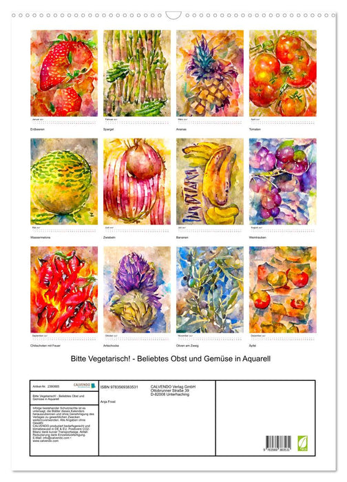 Bitte Vegetarisch! - Beliebtes Obst und Gemüse in Aquarell (CALVENDO Wandkalender 2027)