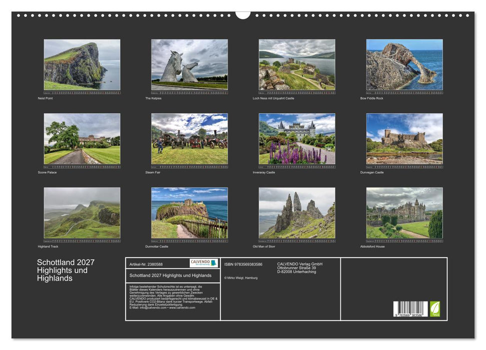 Schottland 2027 Highlights und Highlands (CALVENDO Wandkalender 2027)