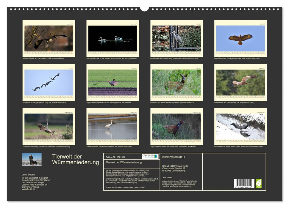 Tierwelt der Wümmeniederung (CALVENDO Wandkalender 2027)
