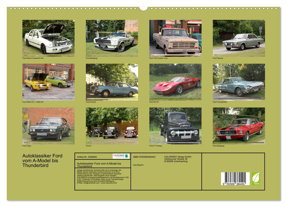 Autoklassiker Ford vom A-Model bis Thunderbird (CALVENDO Premium Wandkalender 2027)