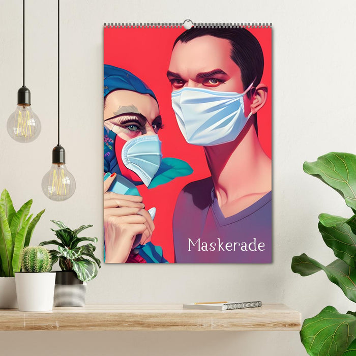 Maskerade - farbenfrohe Mund-Nase-Bedeckungen (CALVENDO Wandkalender 2027)