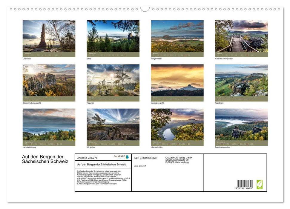 Auf den Bergen der Sächsischen Schweiz (CALVENDO Wandkalender 2027)