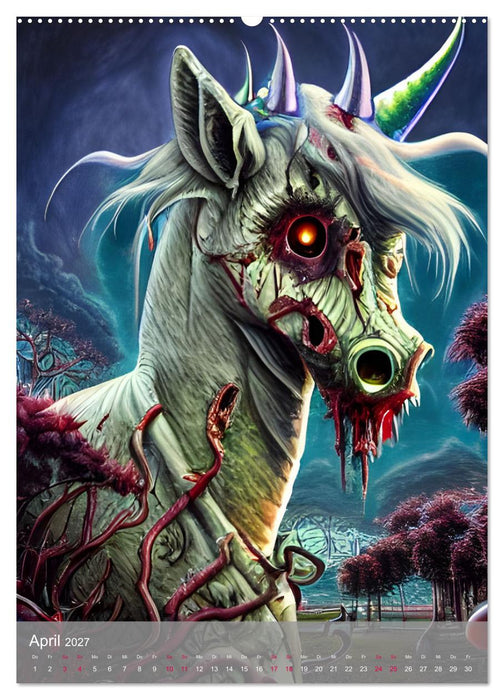 Zombie-Einhörner - Computerträume aus der KI (CALVENDO Wandkalender 2027)