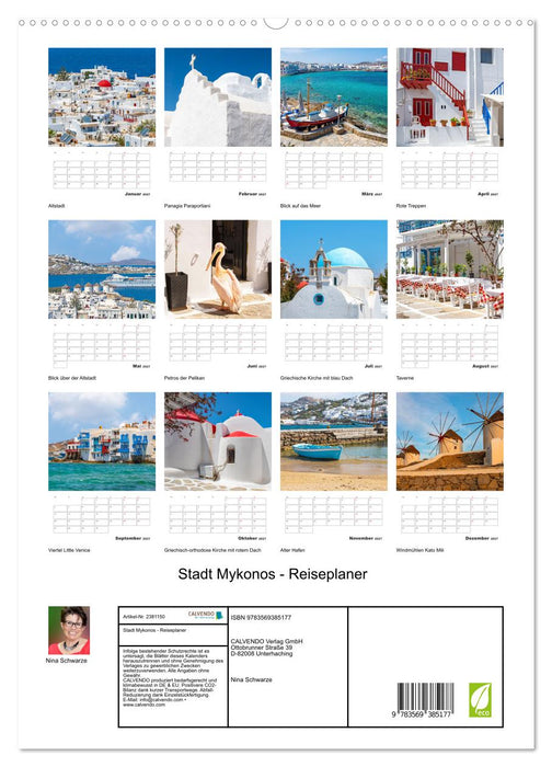 Stadt Mykonos - Reiseplaner (CALVENDO Premium Wandkalender 2027)