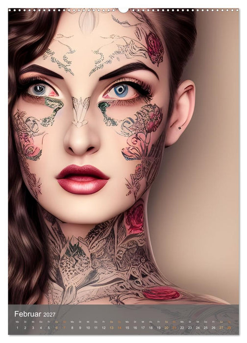 Digitale Tattoo-Schönheiten - Computerträume aus der KI (CALVENDO Wandkalender 2027)