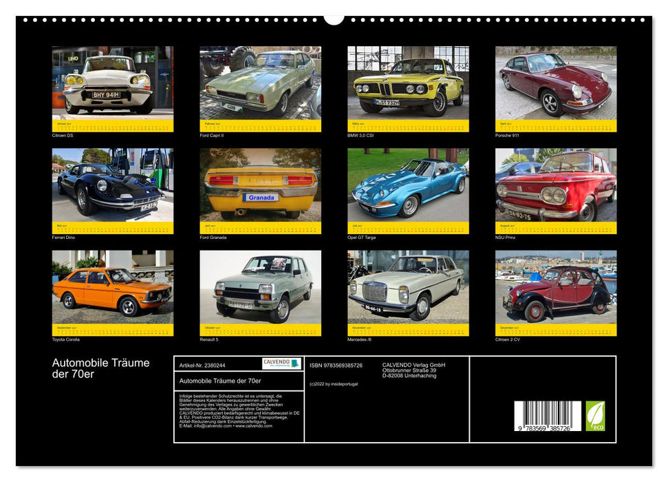 Automobile Träume der 70er (CALVENDO Premium Wandkalender 2027)