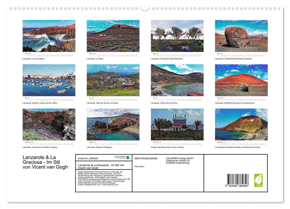 Lanzarote & La Graciosa - Im Stil von Vicent van Gogh (CALVENDO Premium Wandkalender 2027)