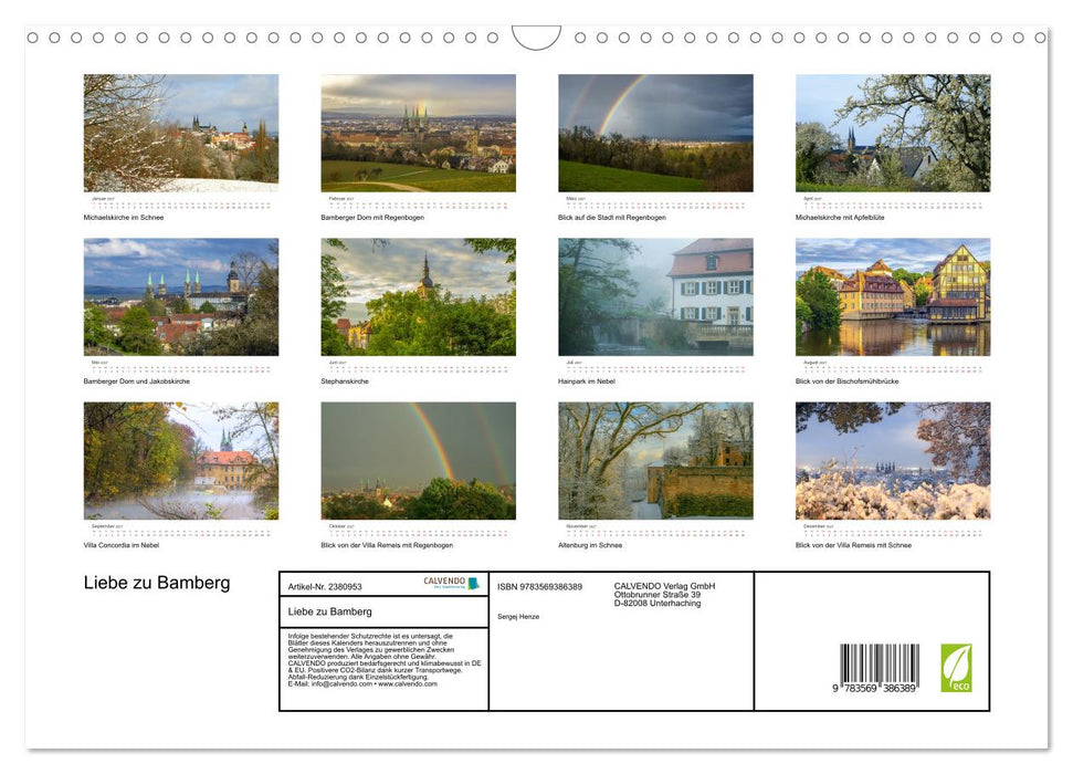 Liebe zu Bamberg (CALVENDO Wandkalender 2027)