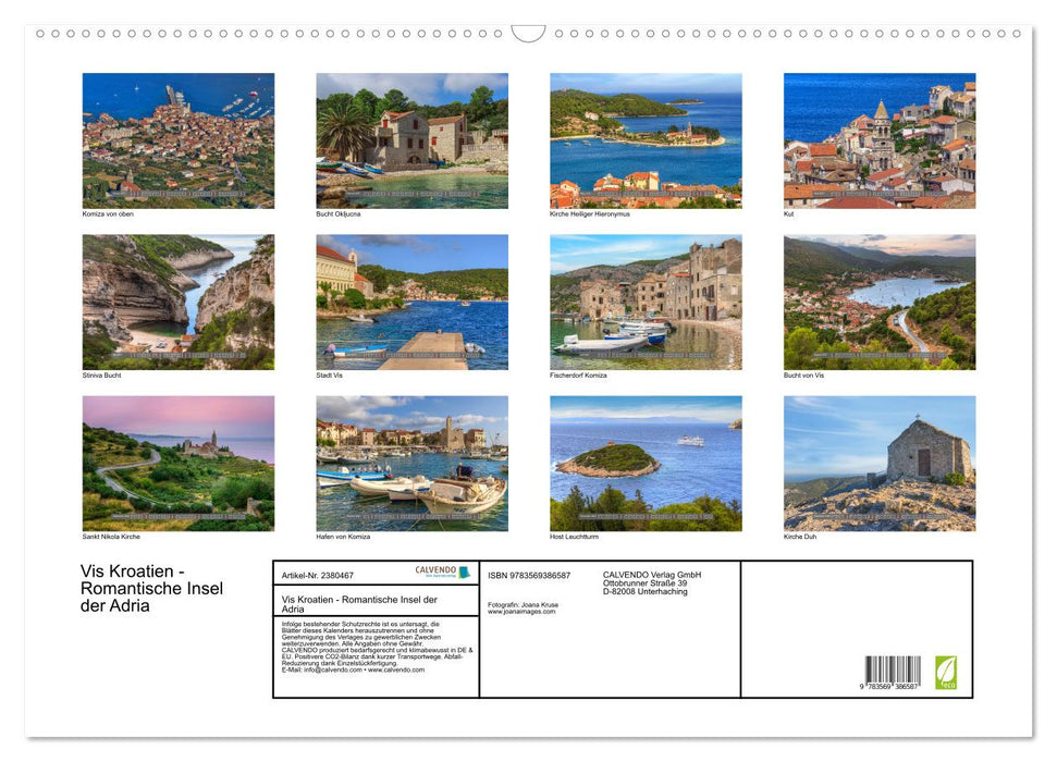 Vis Kroatien - Romantische Insel der Adria (CALVENDO Wandkalender 2027)