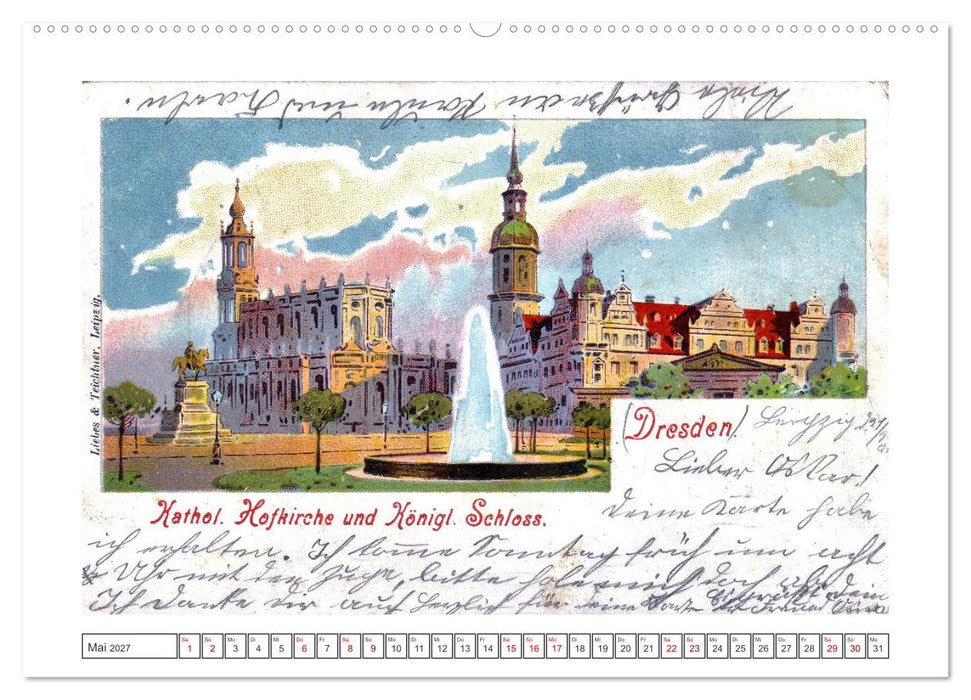 Gruss aus Dresden - Historische Stadtansichten (CALVENDO Wandkalender 2027)