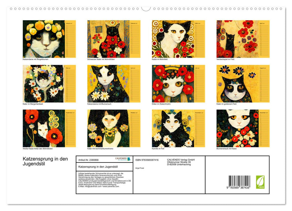 Katzensprung in den Jugendstil (CALVENDO Premium Wandkalender 2027)