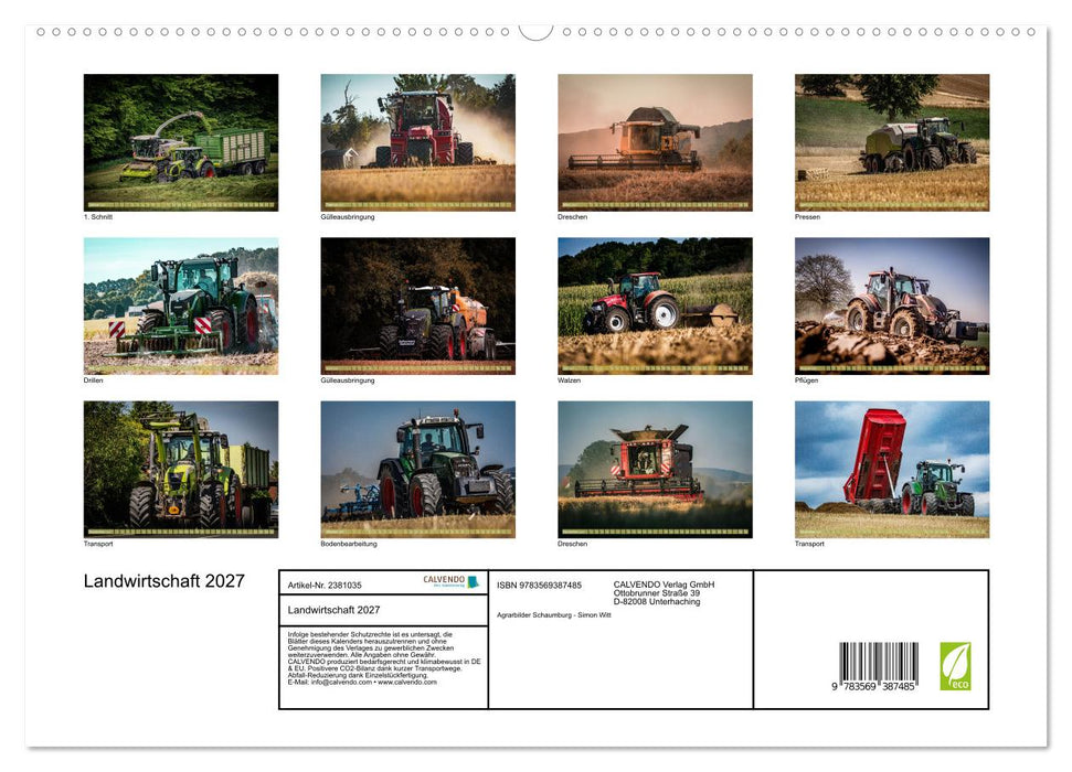 Landwirtschaft 2027 (CALVENDO Premium Wandkalender 2027)