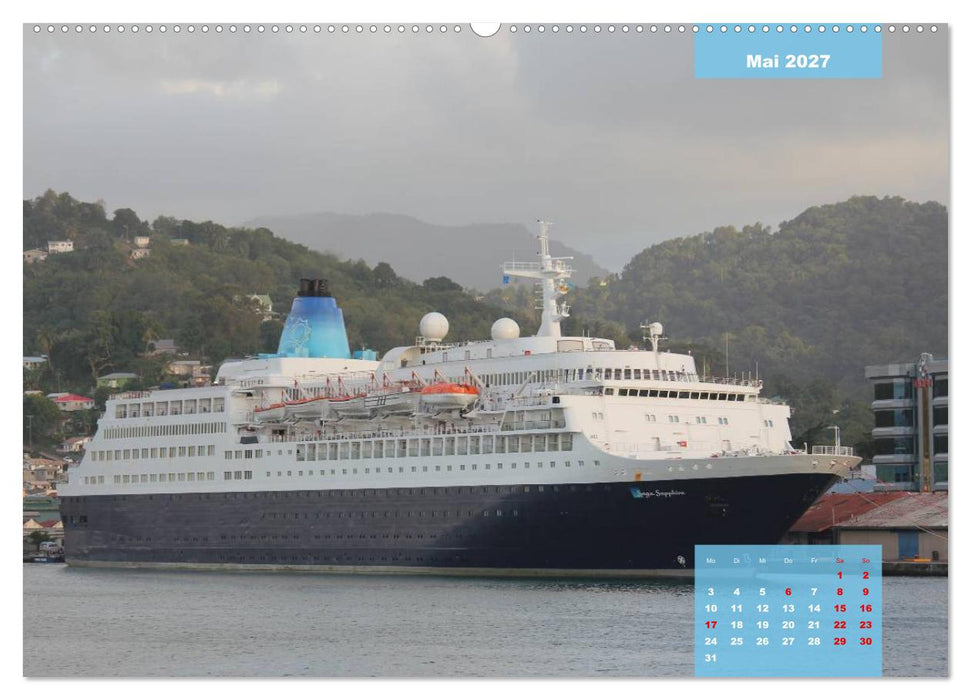 Auf großer Fahrt - Kreuzfahrtschiffe in der Karibik (CALVENDO Wandkalender 2027)