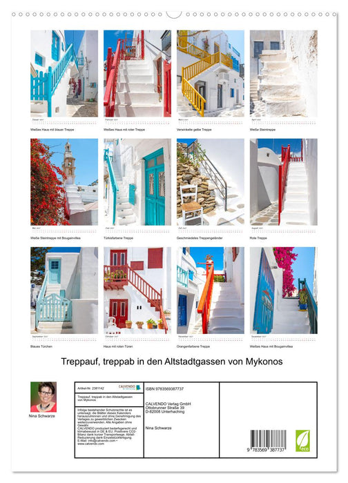 Treppauf, treppab in den Altstadtgassen von Mykonos (CALVENDO Premium Wandkalender 2027)