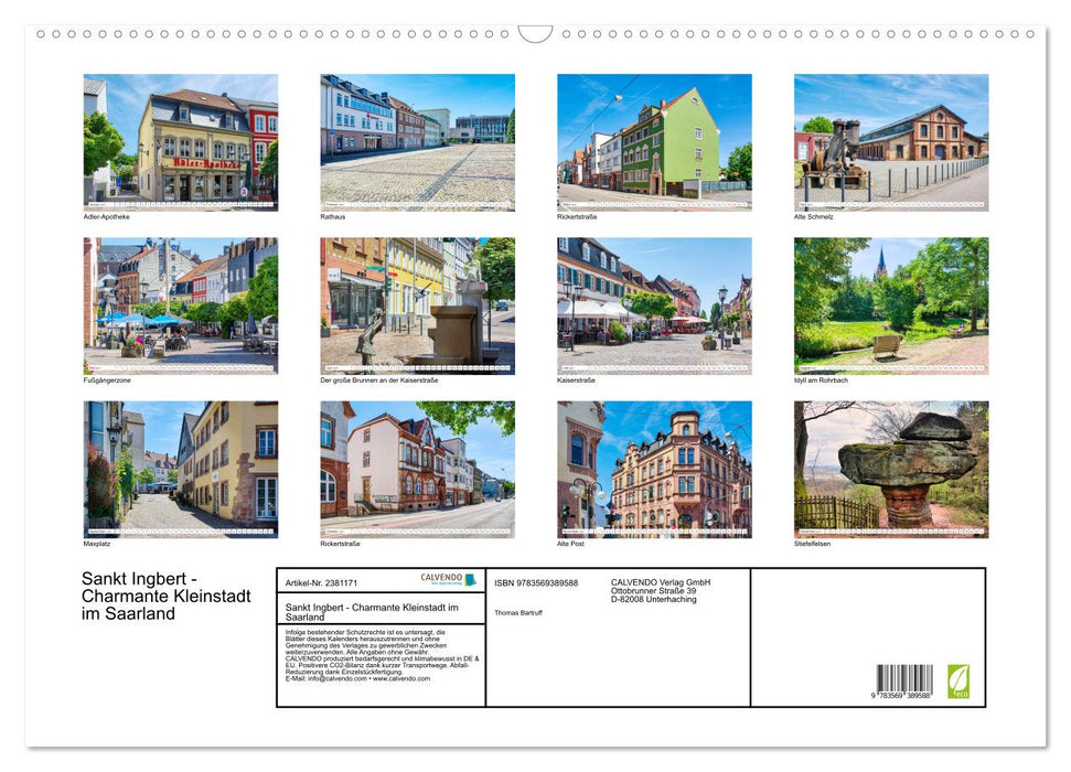 Sankt Ingbert - Charmante Kleinstadt im Saarland (CALVENDO Wandkalender 2027)