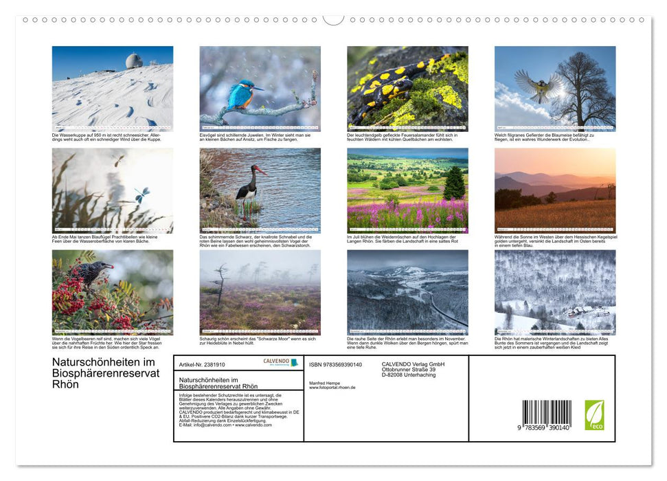 Naturschönheiten im Biosphärerenreservat Rhön (CALVENDO Premium Wandkalender 2027)