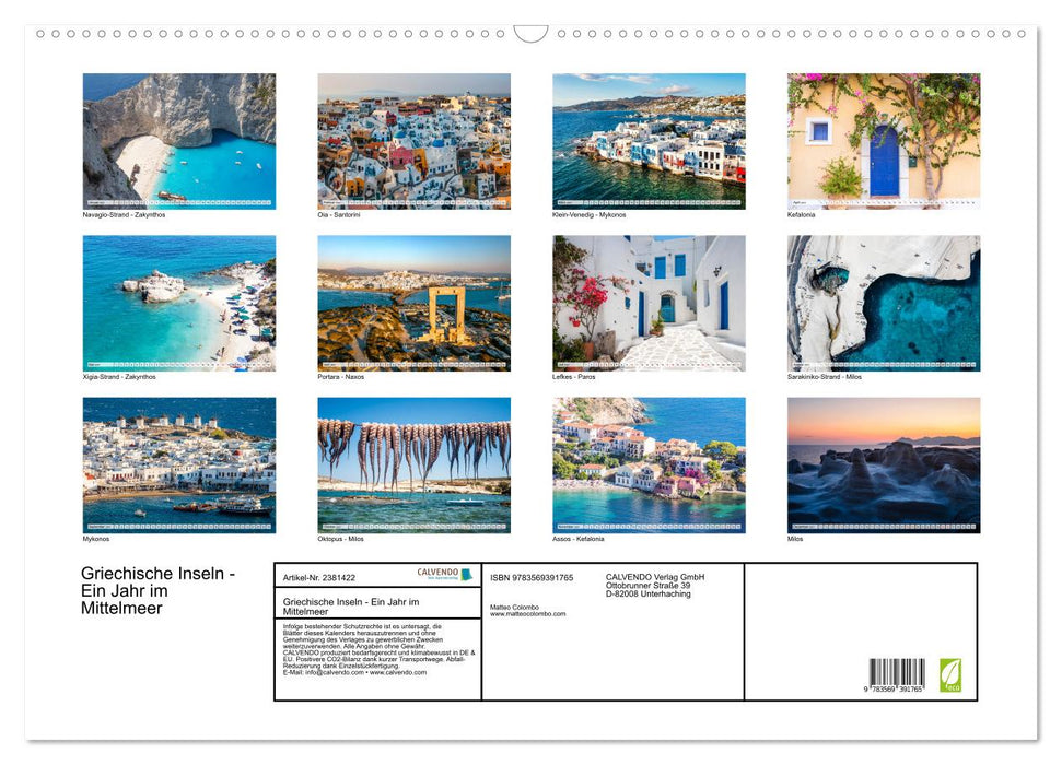 Griechische Inseln - Ein Jahr im Mittelmeer (CALVENDO Wandkalender 2027)